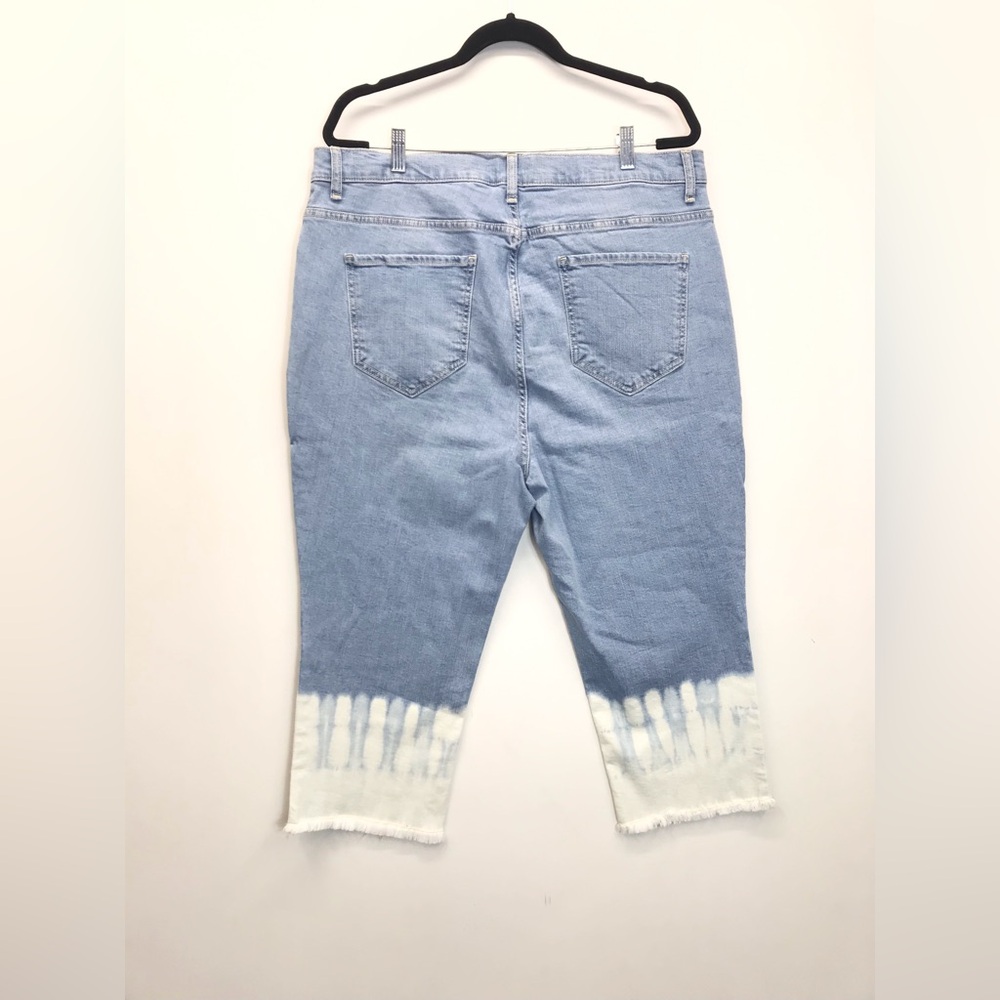 K. Jordan Size 20W Denim Jean Capris Blue Bleached Tie Dye Cotton Casual Stretch - Picture 4 of 6